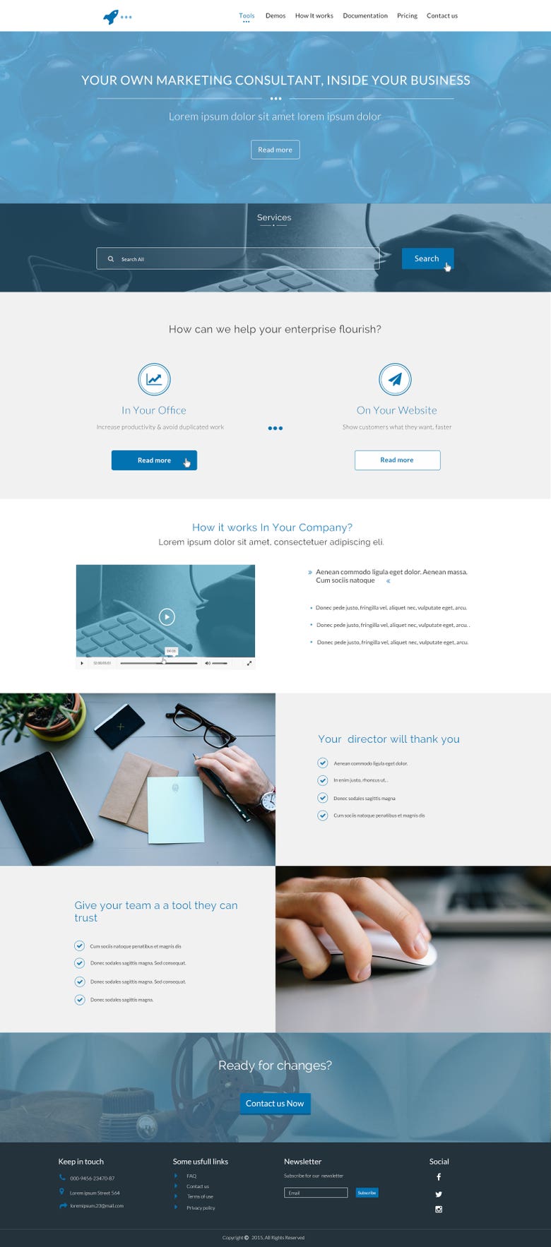 PSD mockup of Home page for Marketing Company