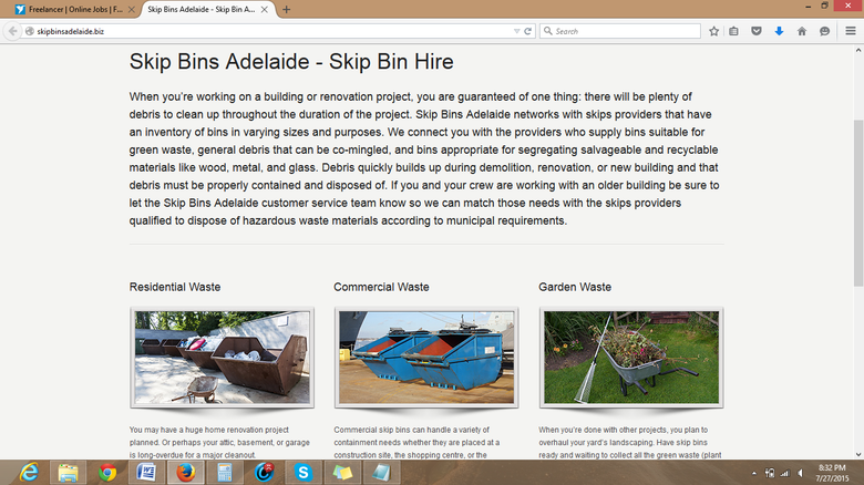 SkipBins Australia-Website Contents