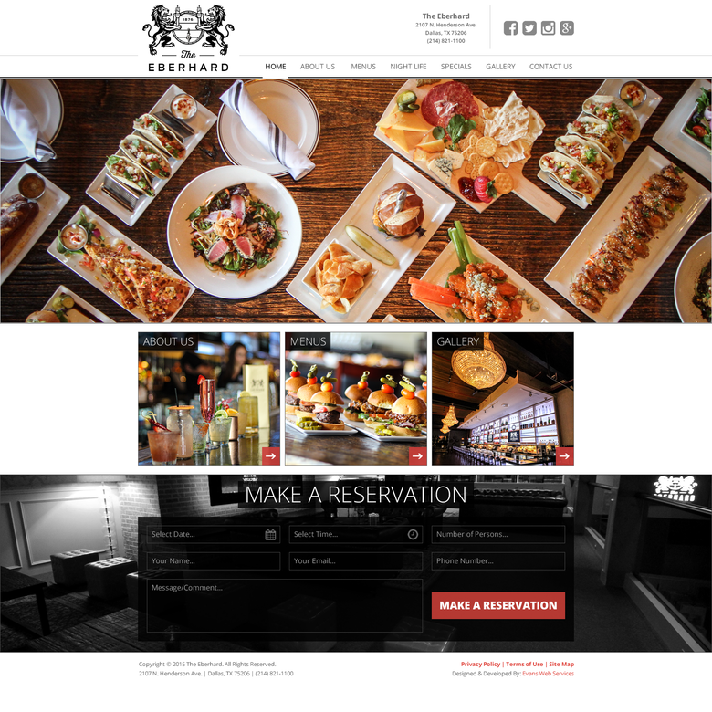 Website concept design for a Bar/Restaurant