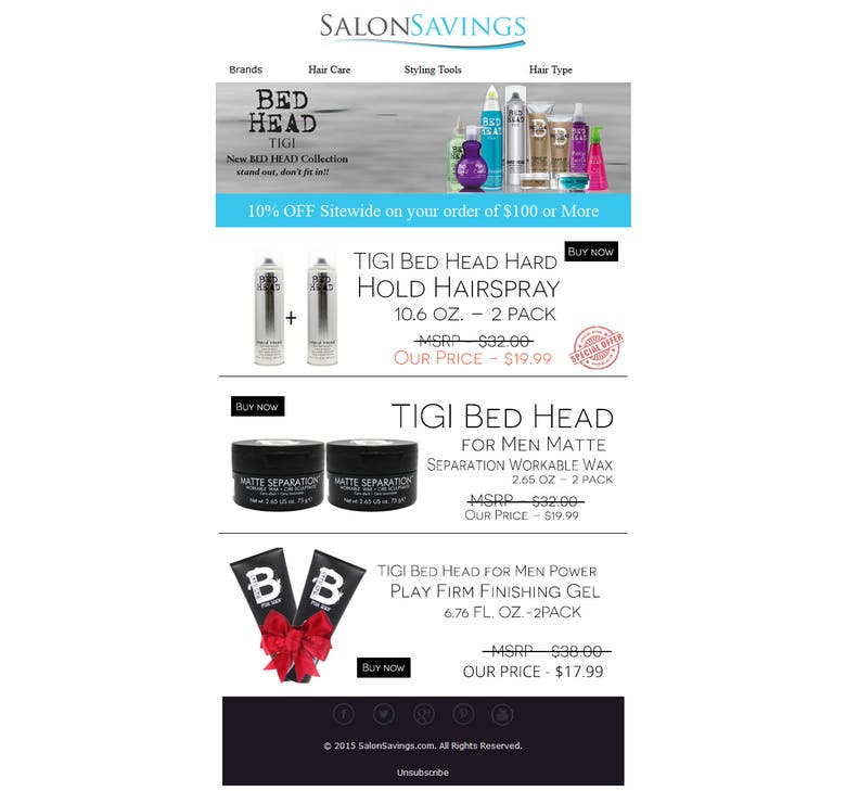 Email Template for SalonSavings