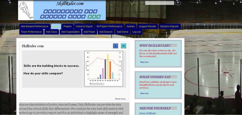 Sports coaching site with graph & various statistics