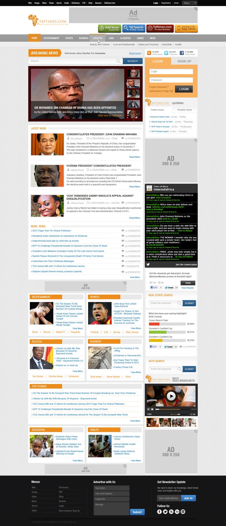 News & classified site