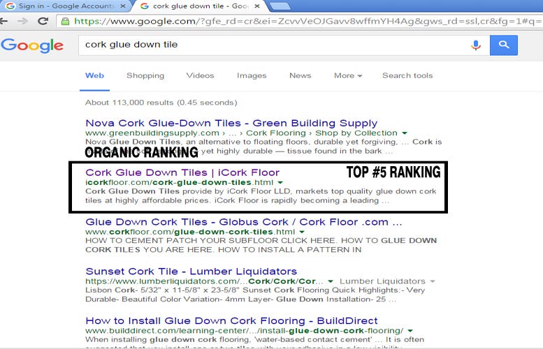 Organic Ranking TOP 5
