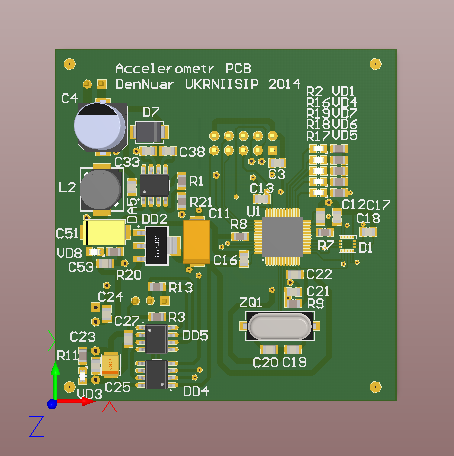 Accelerometer LIS331 PCB with uC and  interfaces(RS485, CAN)