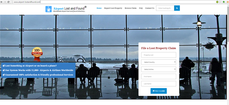 An airport lost and found website