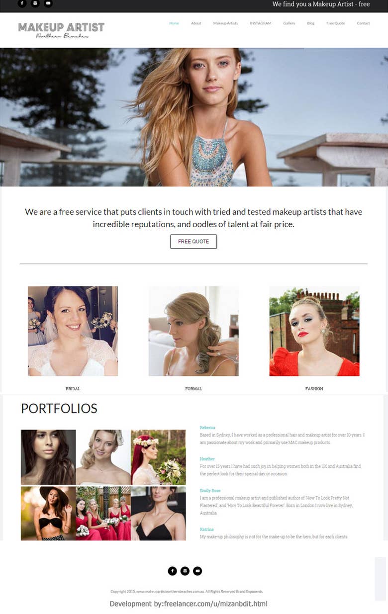 Wordpress Website - makeupartistnorthernbeaches.com.au