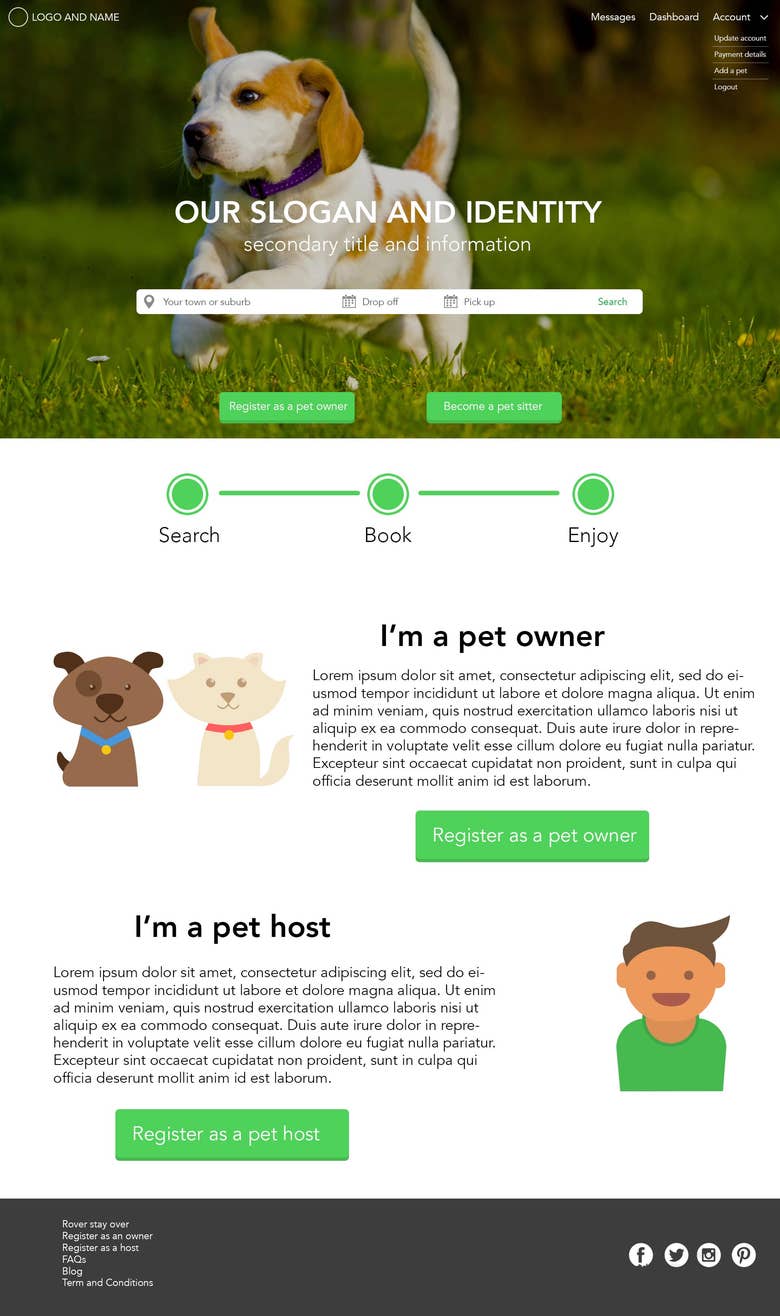 RSO - Pet care booking site - Yii2,Angular.js website