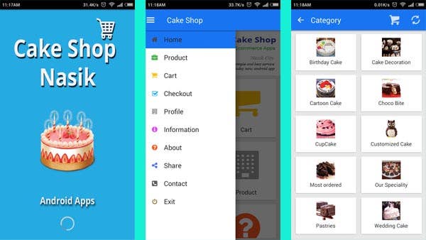 Cake shop in Nashik, Android Apps with CMS Admin Panel PHP