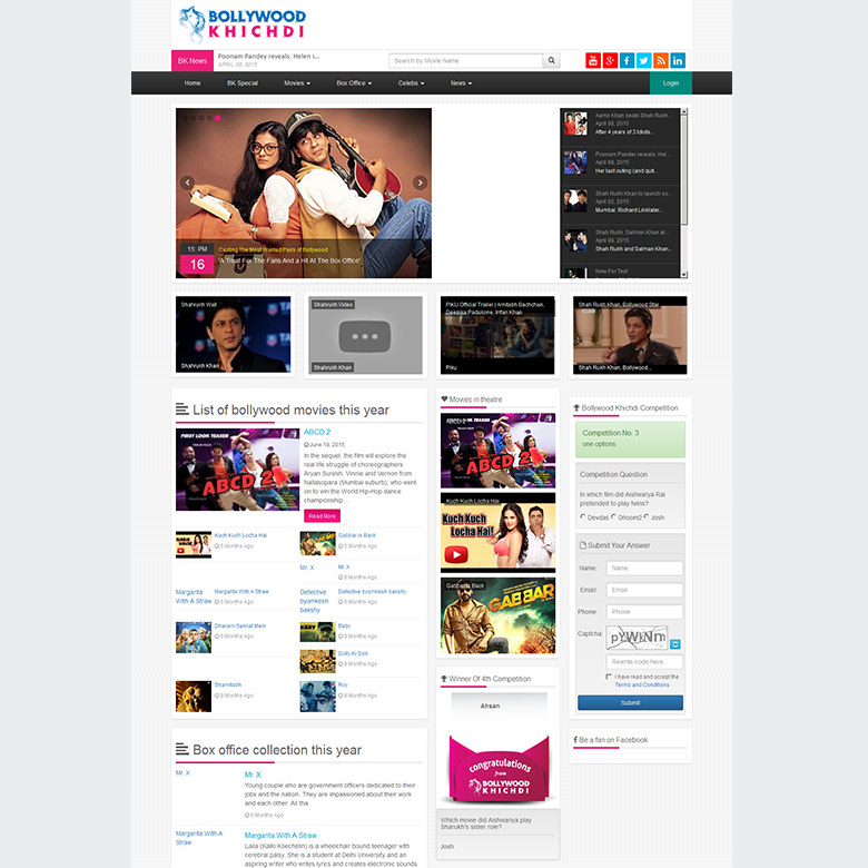 Bollywood  khichdi this is dynamic business website.