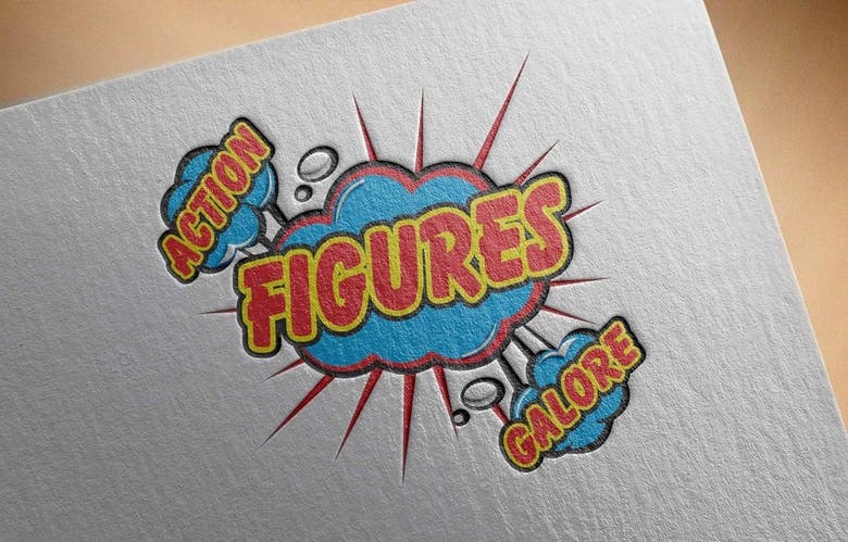 Pop-art Logo Design \"Action Figures Galore\"