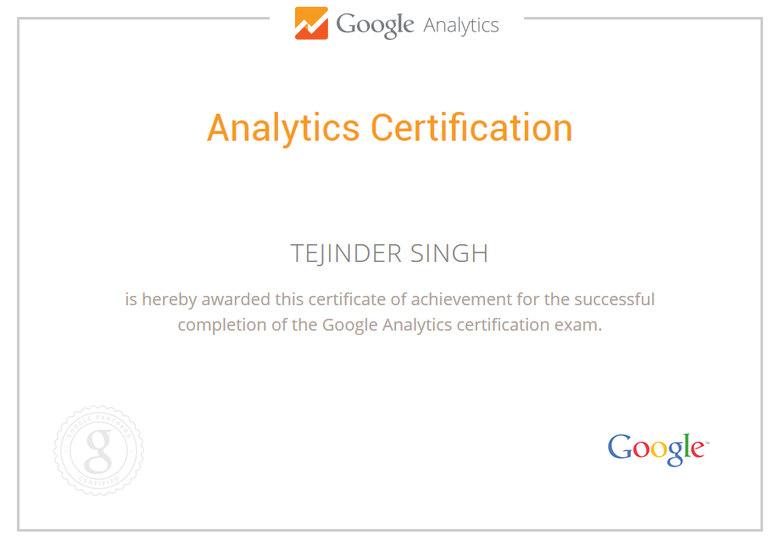 Certified Google analytics