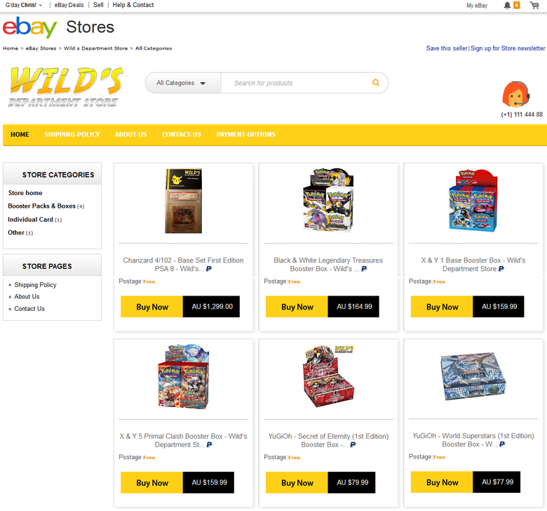 eBay Store Template for Wilds