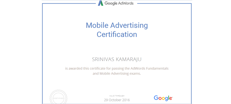 Google Mobile Advertising Certified