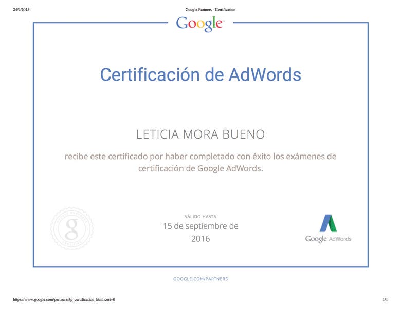 Certificación AdWords 2015