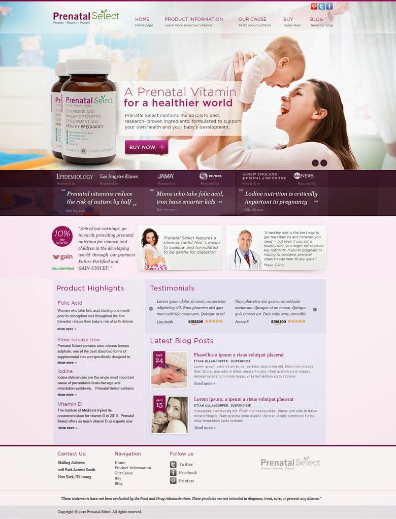 Web application developemnt for Prenatal select