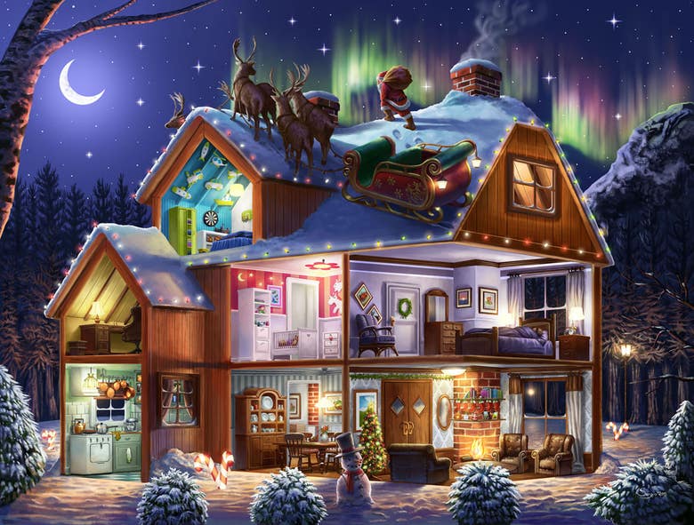 Christmas House puzzle illustration