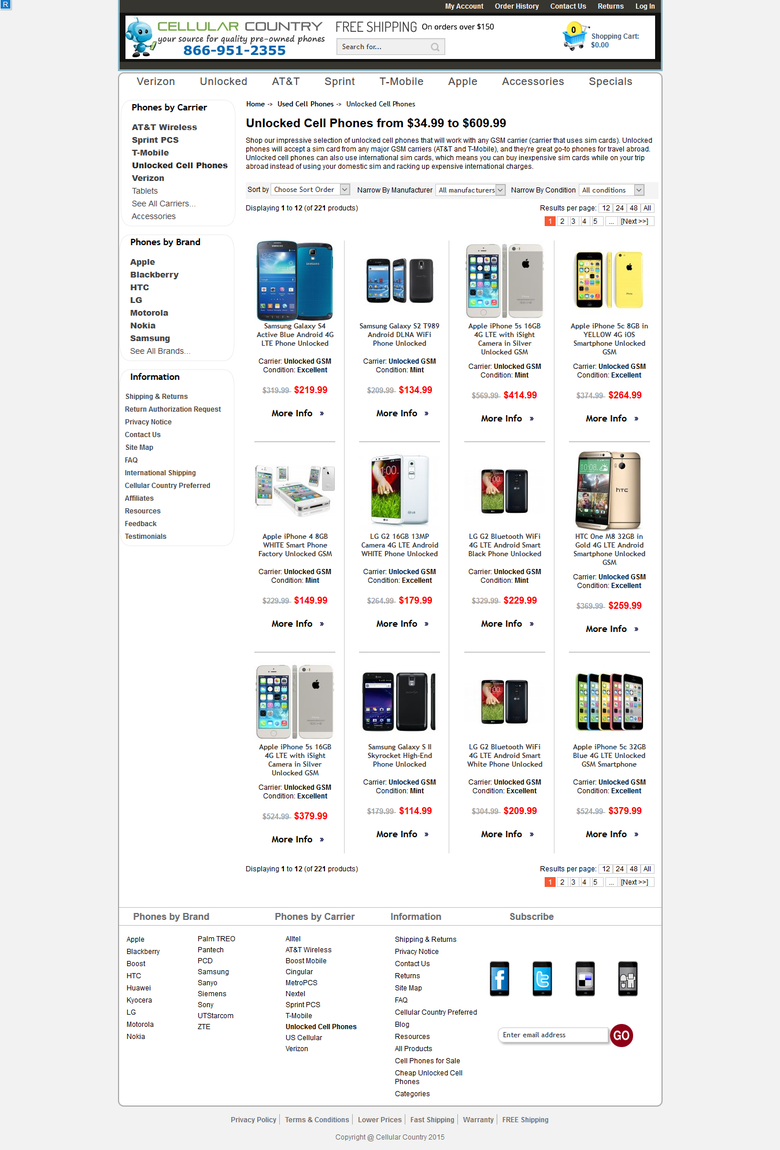 Cellular Country - ECommerce Website for Resell Mobile