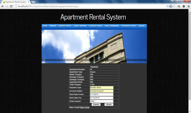 Apartment Rental System (JSP and MySQL Project)