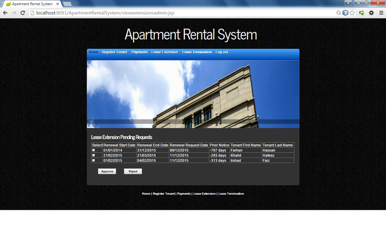 Apartment Rental System (JSP and MySQL Project)