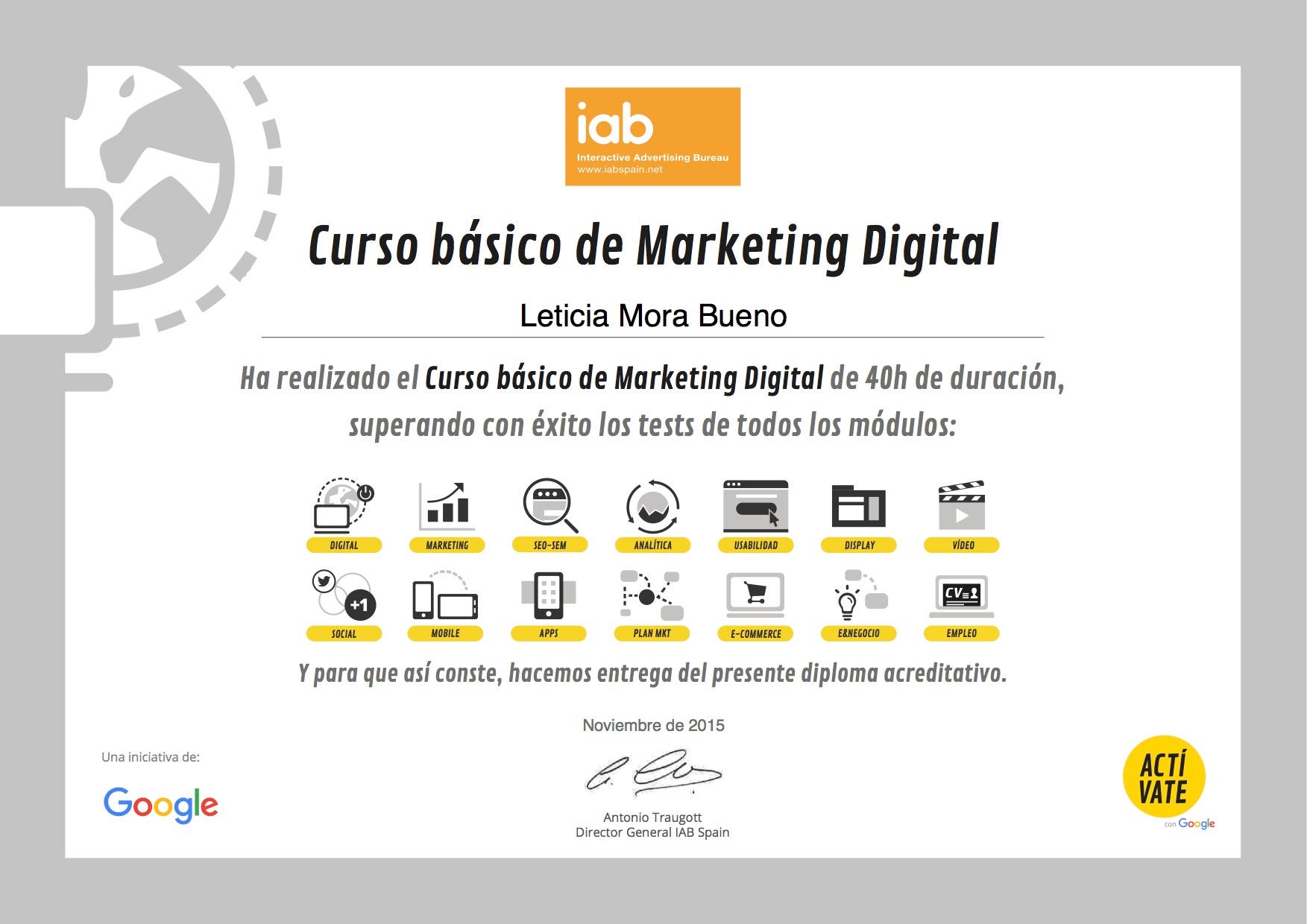 Curso de Marketing digital impartido por la IAB España