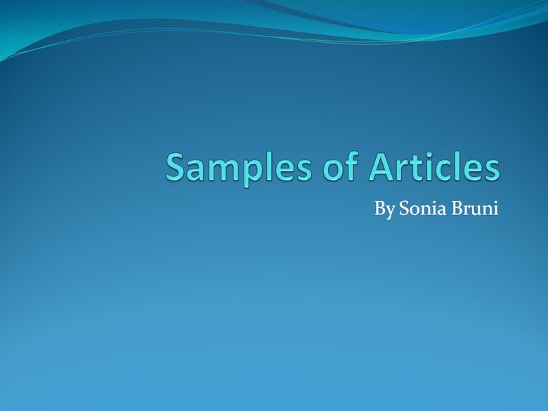 Samples of Articles for Previous Clients