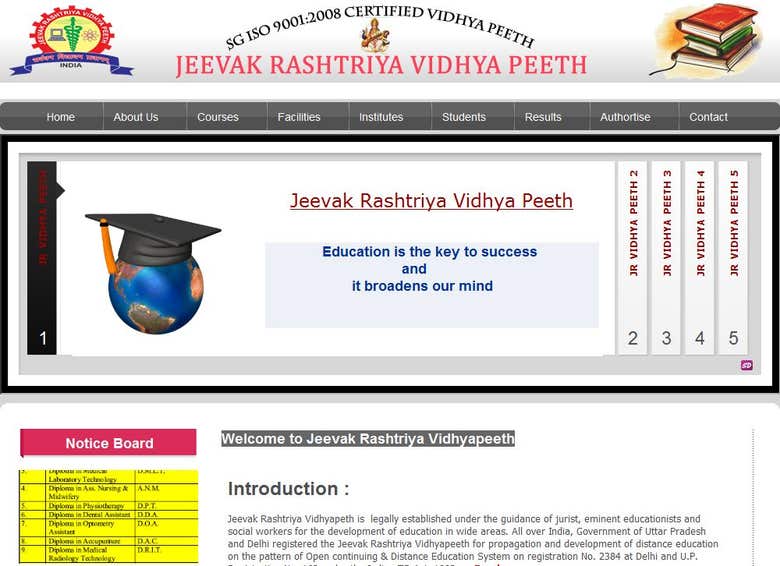 Indian University Website