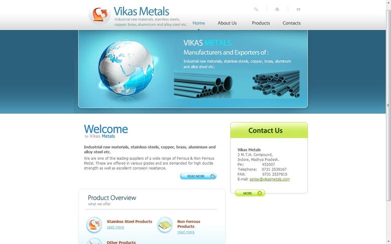 Website for trader and manufacturer firm.