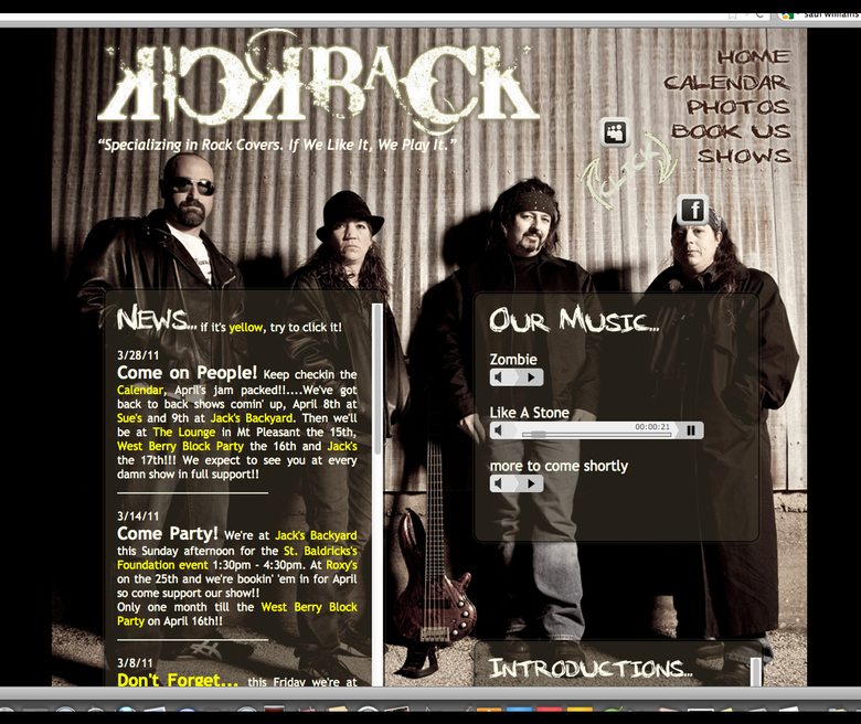 Local Band Site hand-coded HTML/CSS/Javascript
