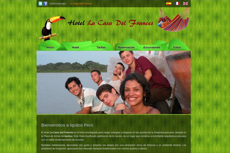 Website for La Casa Del Frances - Hotel in Iquitos Peru