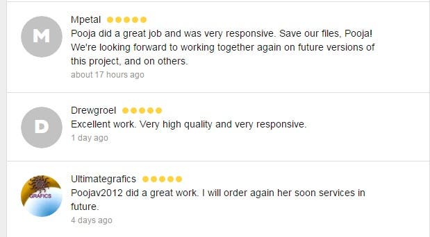 Reviews and feedbacks from my clients