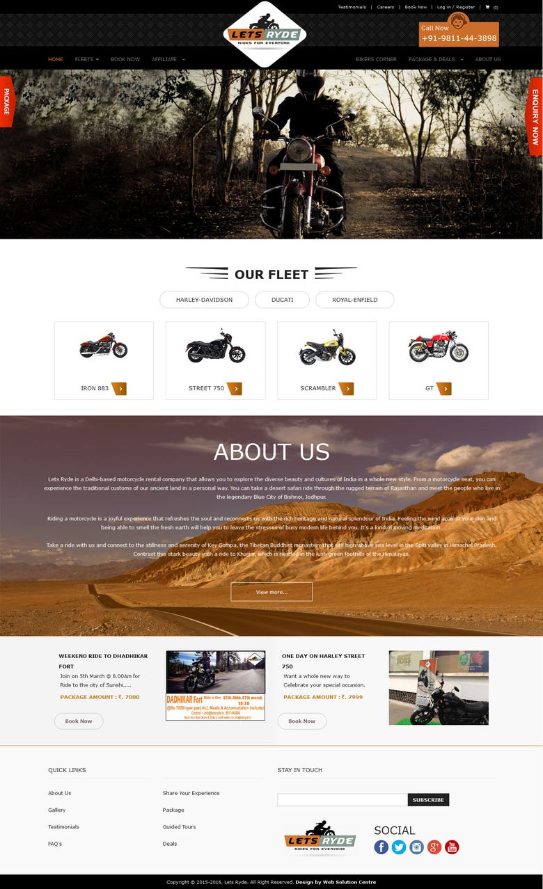 Bike Rental website with cart features
