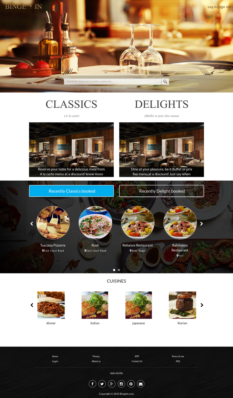 Restaurant Table Booking Website