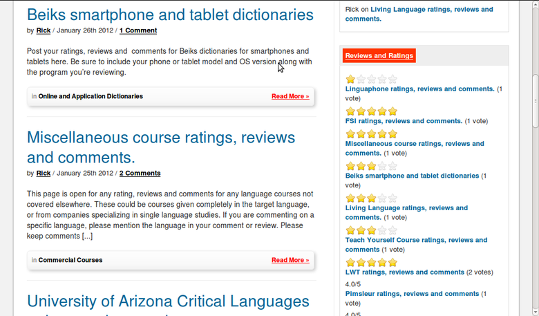 Language course resouces website