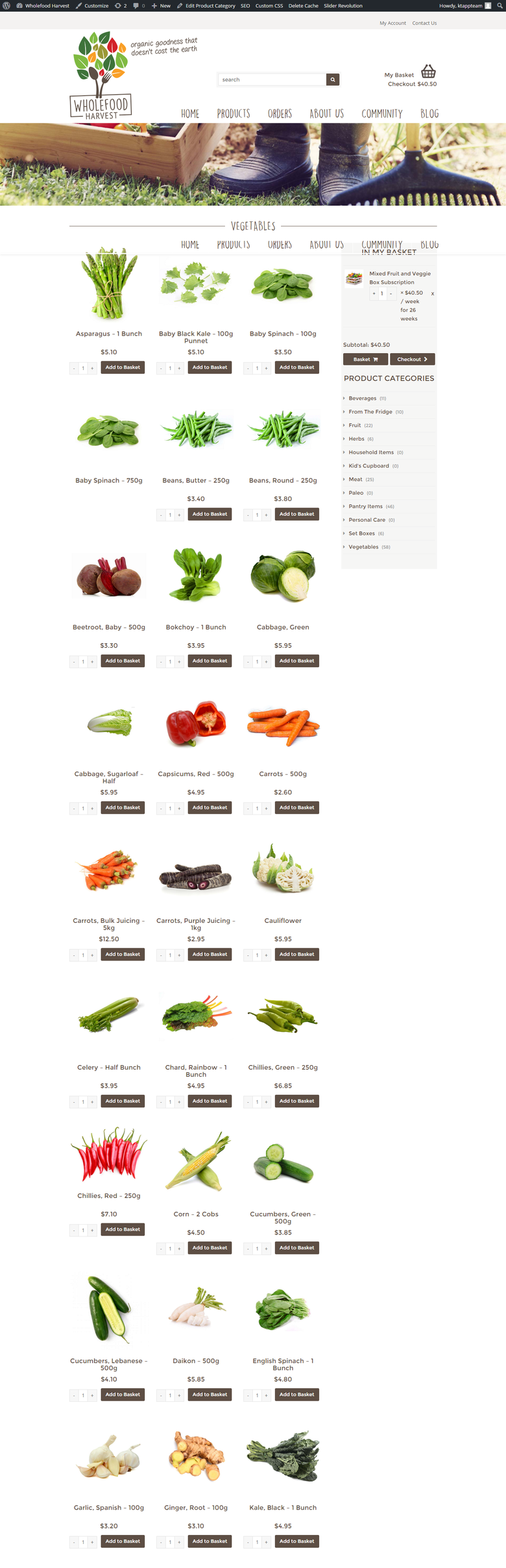 Creating Wordpress store for Vegetable Farm
