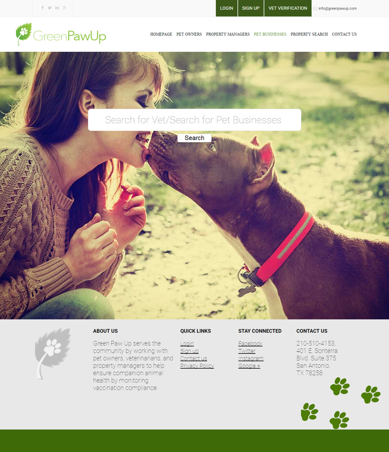 Green Paw Up - Codeigniter Website