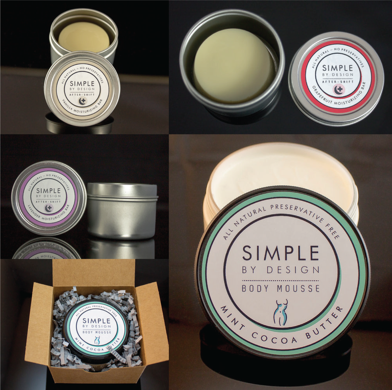 simple by design logo and labels