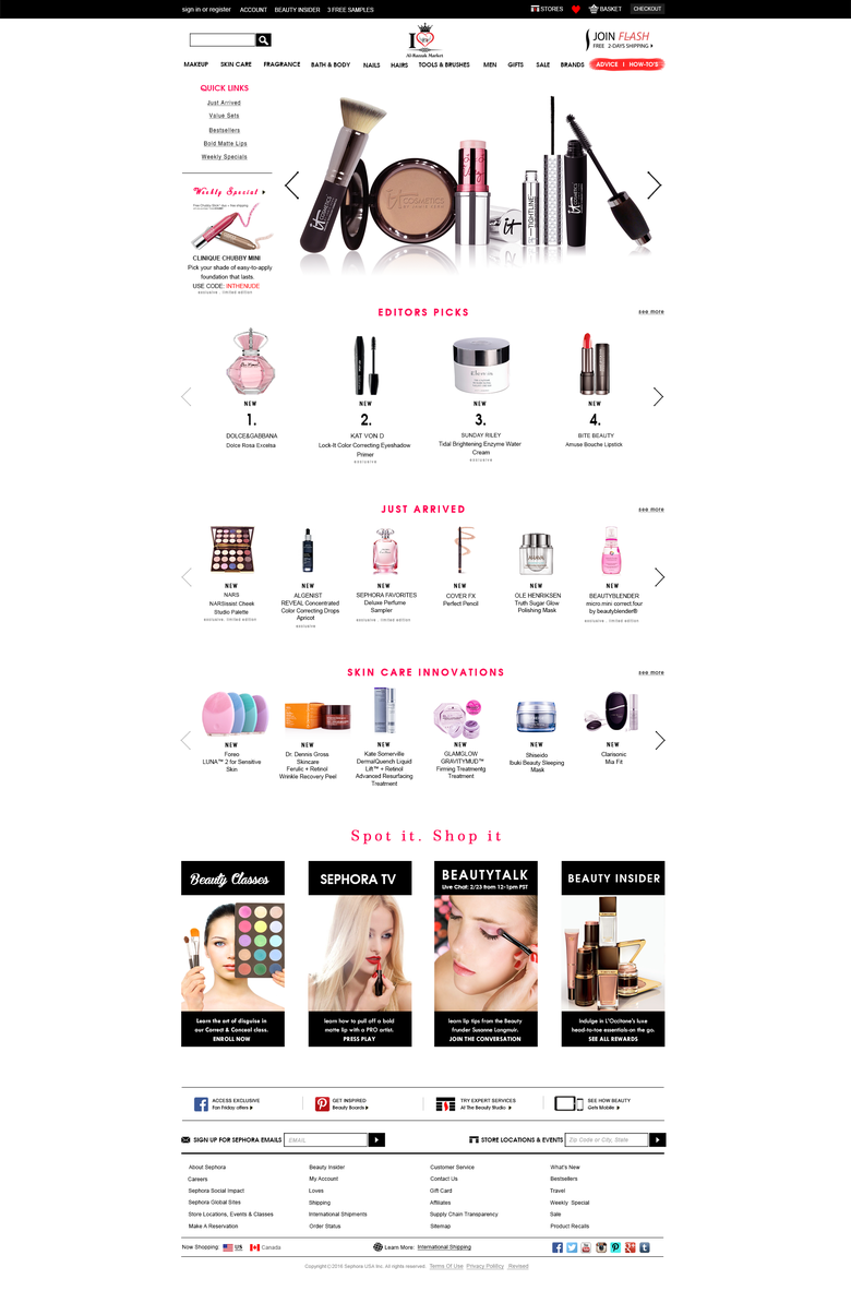 Home Page PSD Design of Cosmetic Site