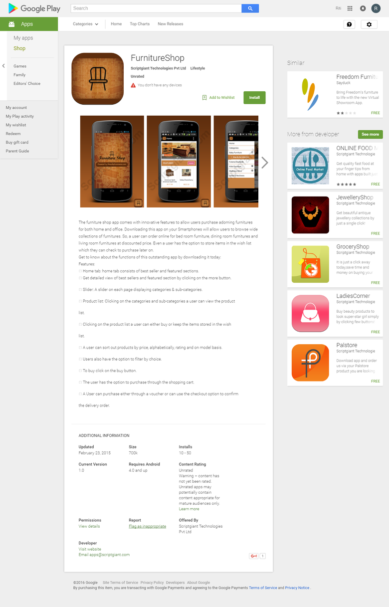 FurnitureShop - Android App
