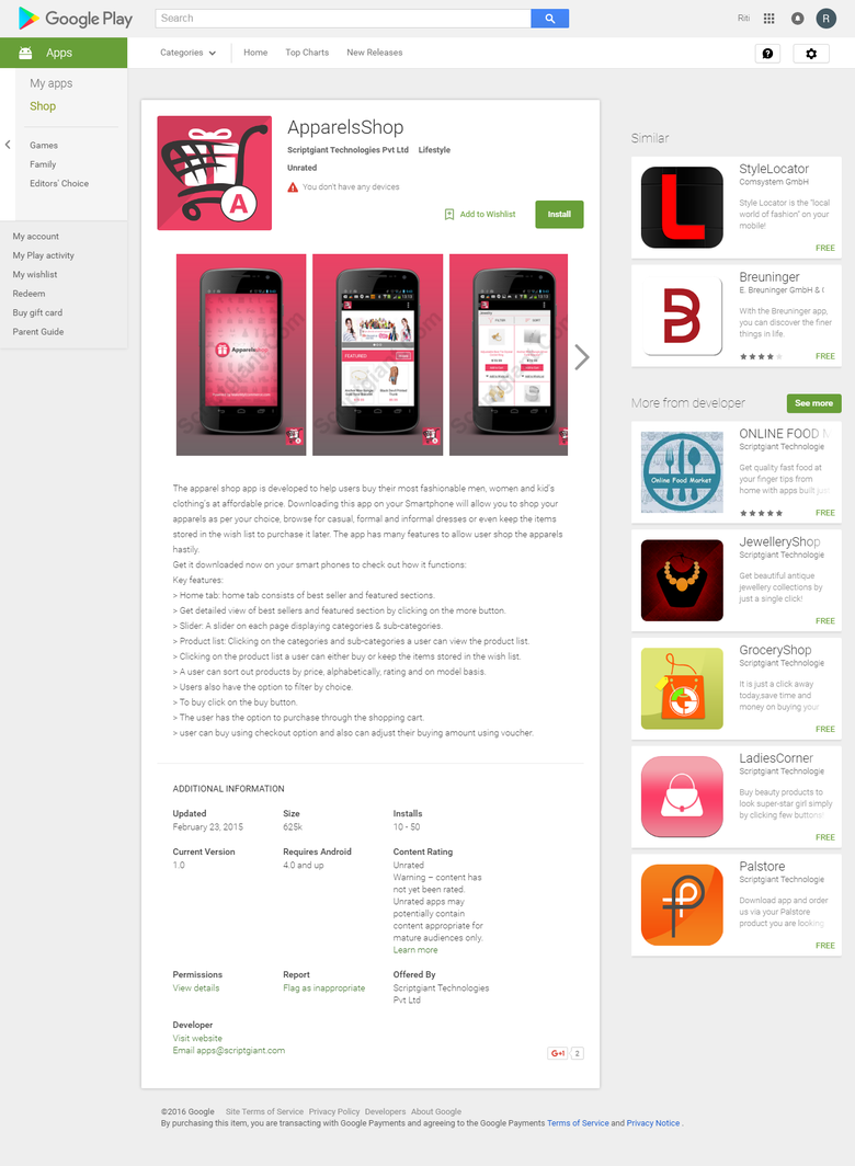ApparelsShop - Android App
