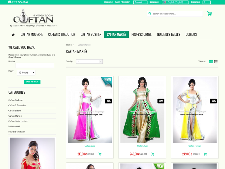 Prestashop website for Caftan