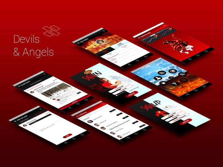 Devils & Angel Mobile app design