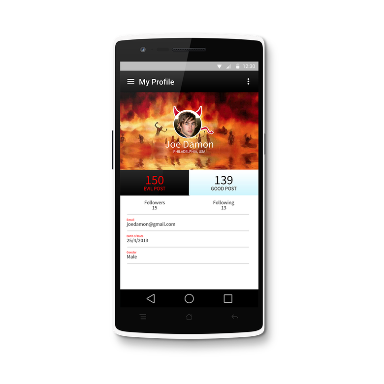 Devils & Angel Mobile app design