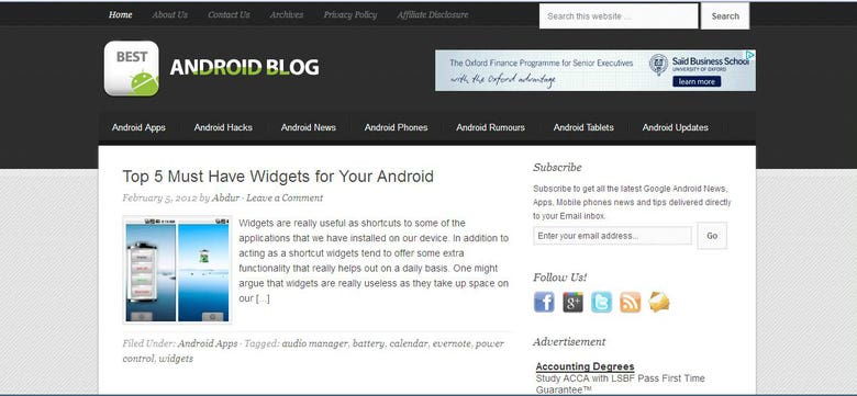 Editor In Cheif : Best android blog