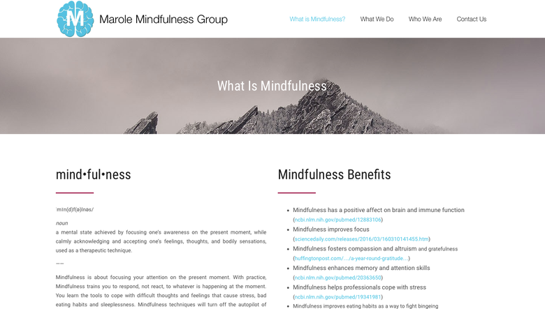 Customized WordPress website for Marole Mindfulness Group