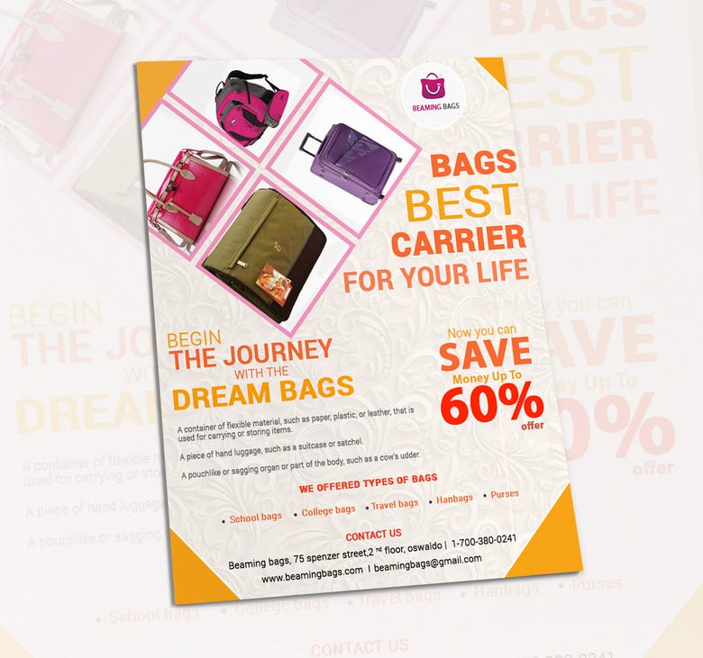 Brochure for journey bags