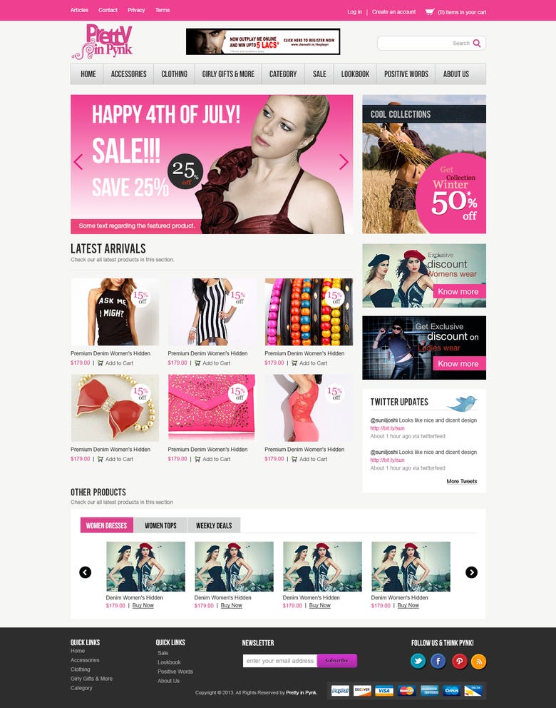 Website Design and HTML - Women's Garments e-commerce