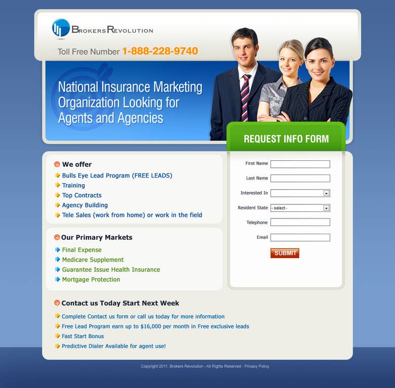 Landing Page Design for Attracting Agents to Enroll