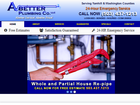 Website and Graphic Design - Abetter Plumbing Co.