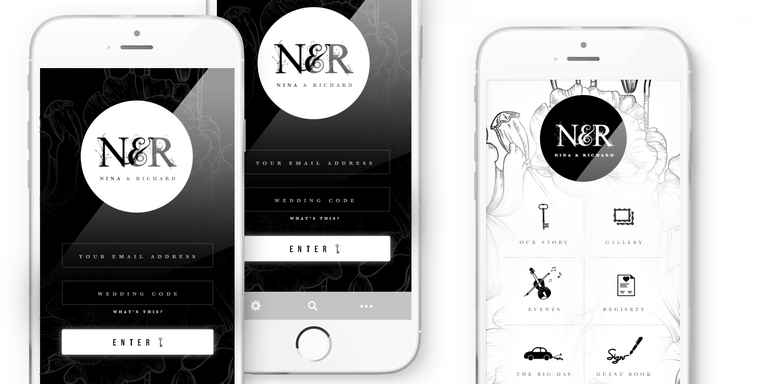 N&R Logo and wedding app design