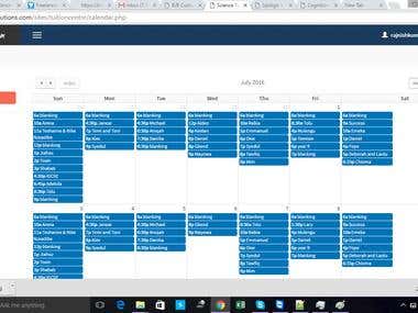 Tuition Center Management application, Calendar
